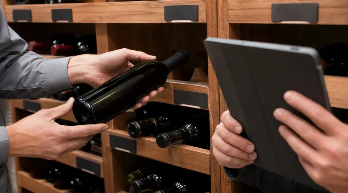 Registro coordinado de la ubicación de una botella en una cava de restaurante