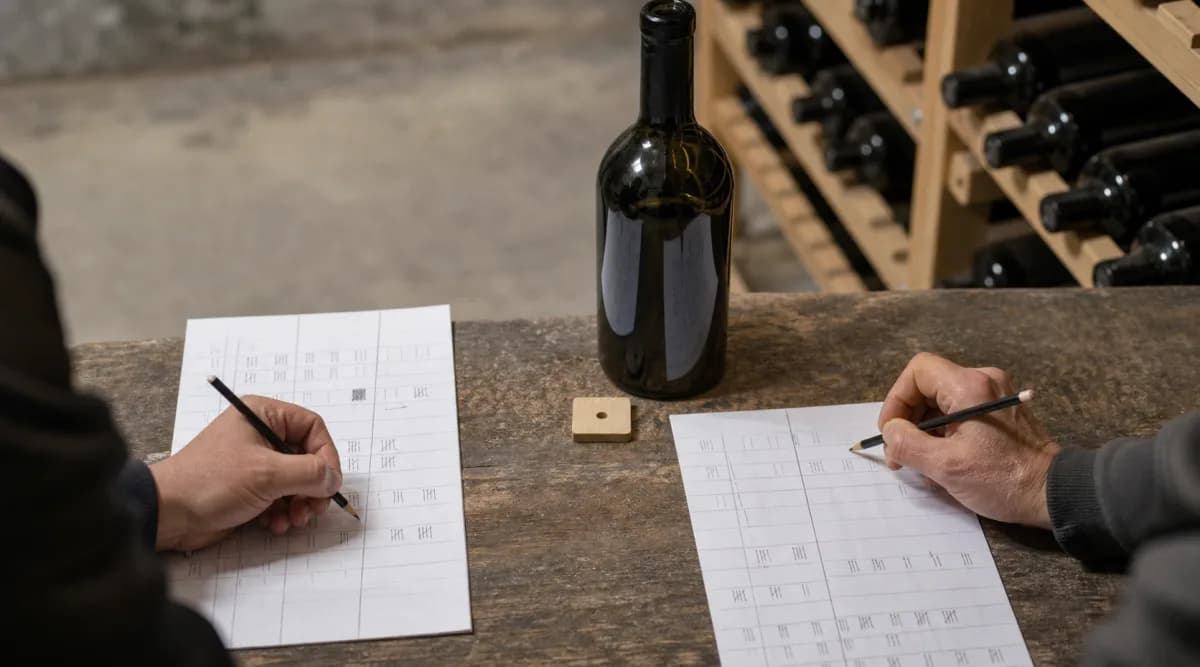 Dos hojas de conteo independiente durante la reconciliación de una cava