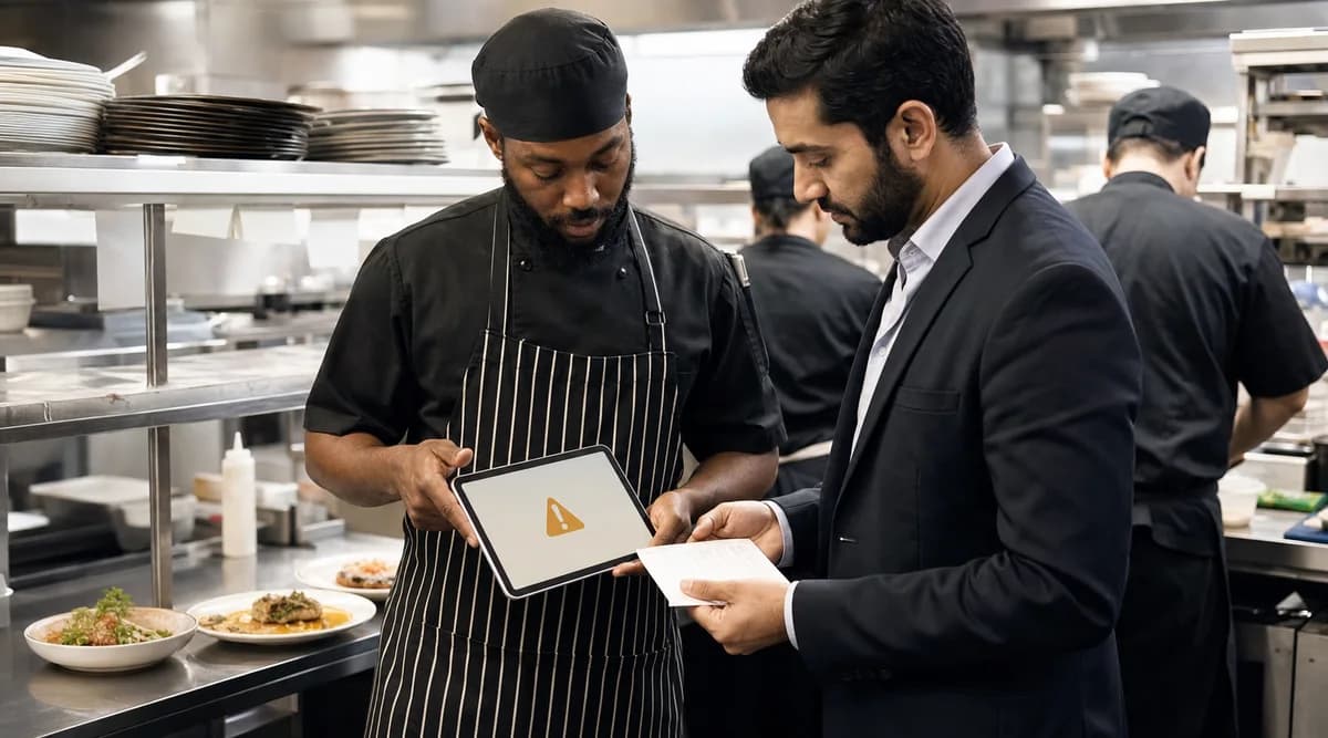Jefe de cocina y gerente resuelven una excepción automatizada