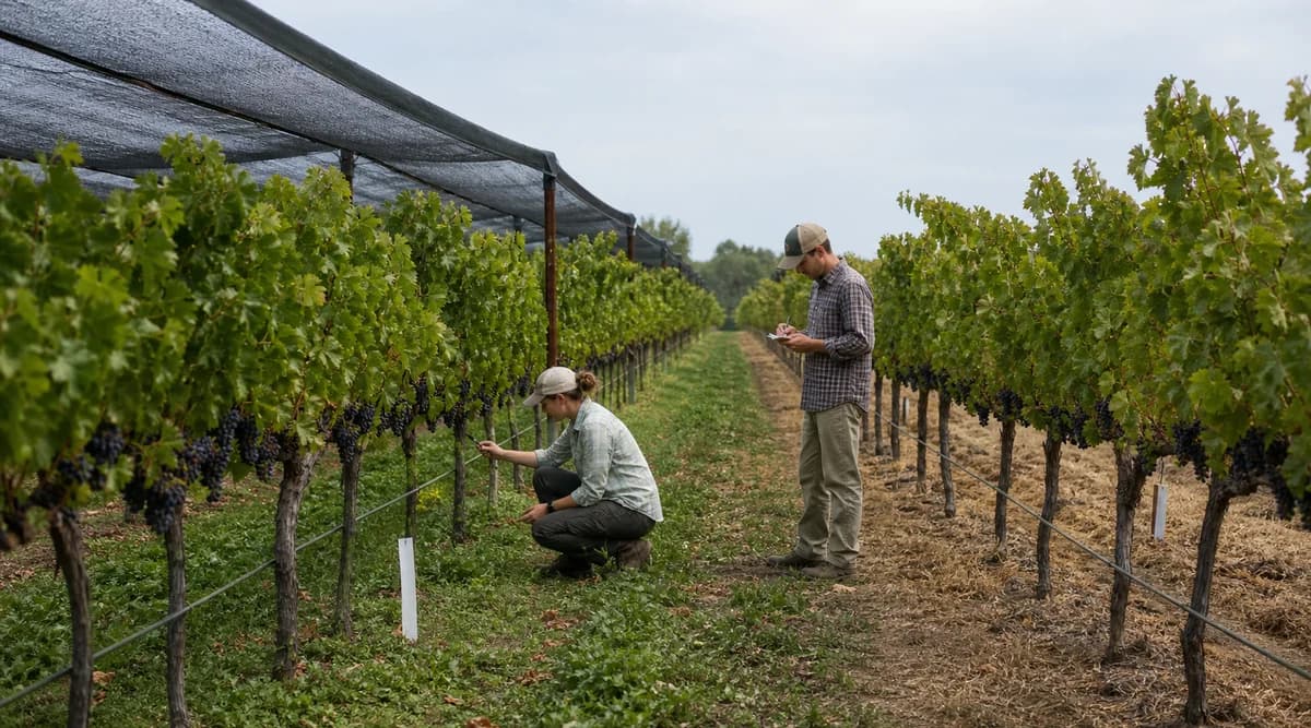 Técnicos comparan bloques de viñedo con sombra y manejo de suelo distintos