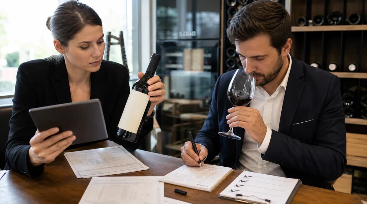 Dos sommeliers contrastan una propuesta digital con botella, ficha técnica y cata