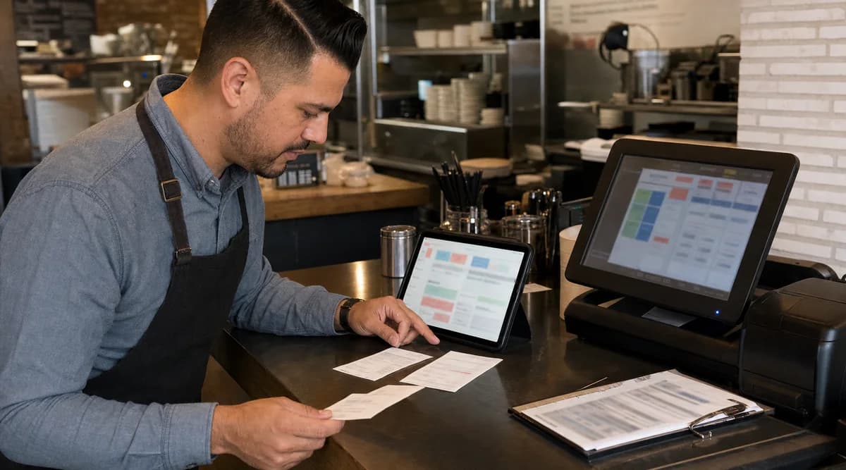 Gerente concilia una excepción entre POS, tableta y tickets de restaurante
