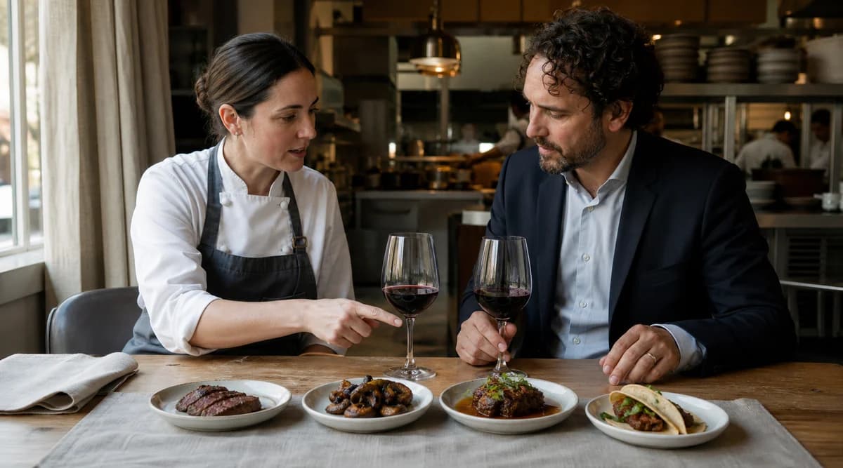 Chef y sommelier comparan Malbec con pequeñas preparaciones saladas