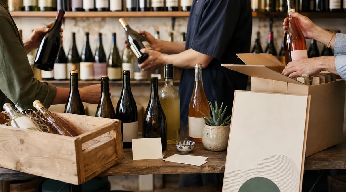 Selección y distribución de botellas sin etiqueta en un bar de vinos mexicano