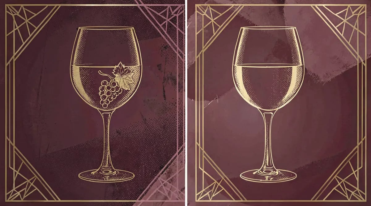 Pantalla de tienda online de vinos con botella de vino tinto y carrito de compras digital