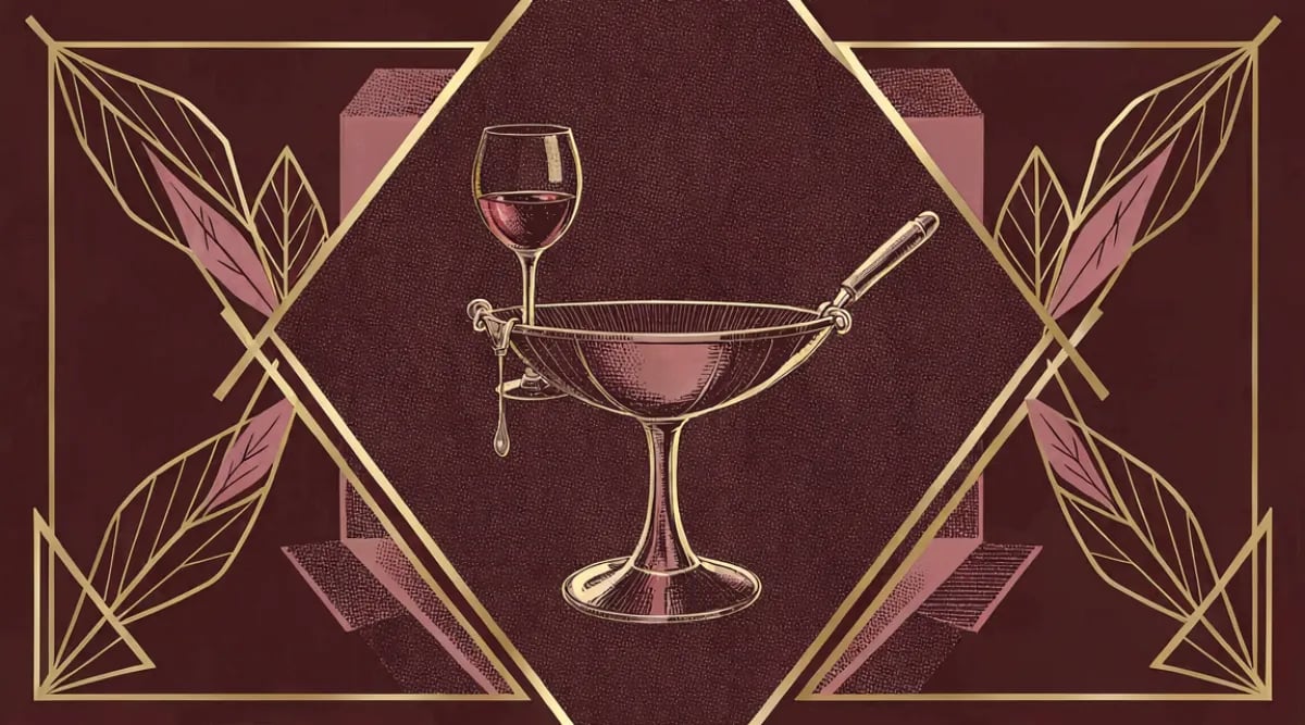 Cinco tipos de copas de vino alineadas: espumoso, blanco, Bordeaux, Borgoña y universal