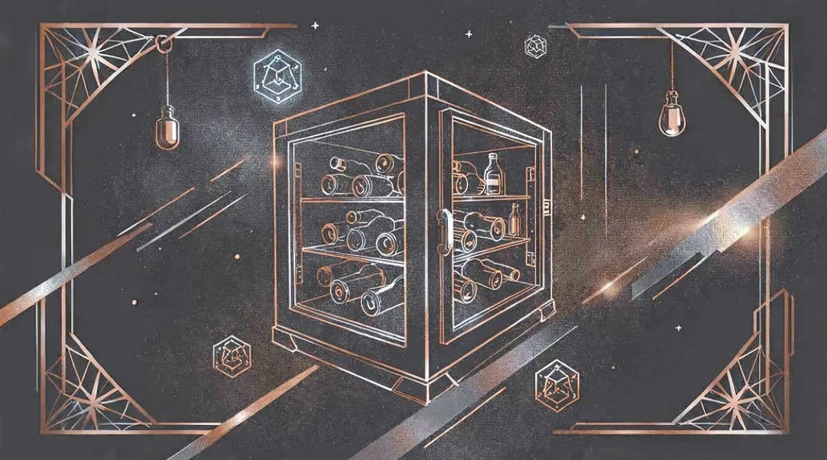 Cava privada futurista con hologramas y tecnología avanzada integrada