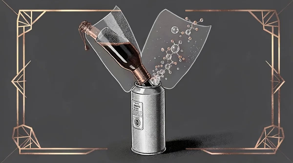 Sommelier usando sistema de preservación con gas argón en botella de vino abierta