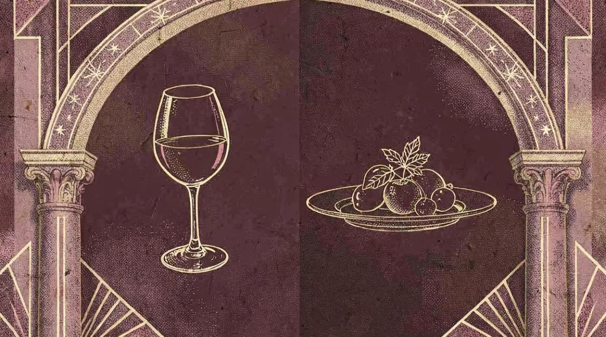 Mesa con banderas y platos de diferentes paises con vinos