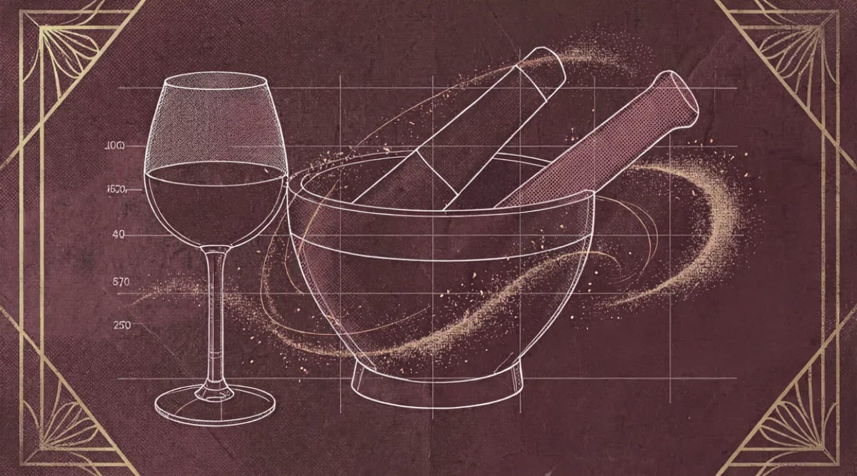 Especias variadas con notación de efecto sobre el vino