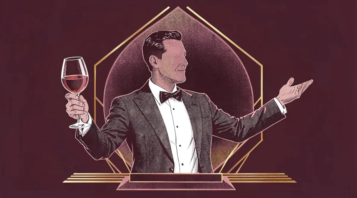 Sommelier recomendando vino a comensales mientras revisa la carta