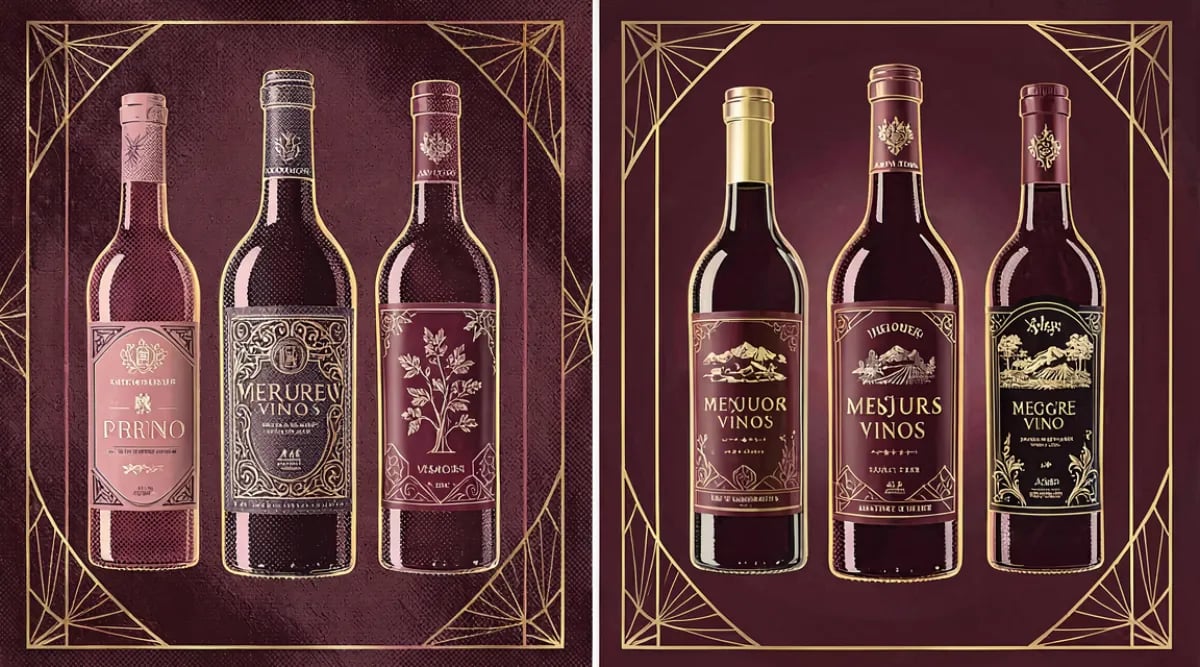 Botellas de vino fino de inversión Burdeos y Borgoña en bodega iluminada
