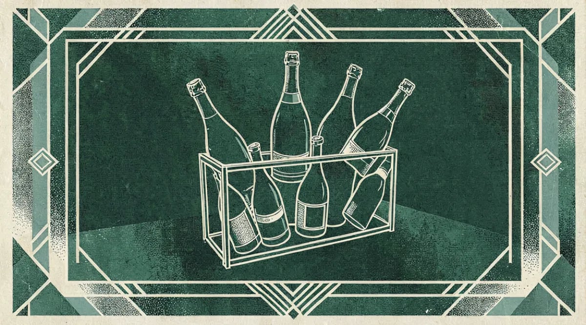 Botellas de Champagne en pupitres método tradicional