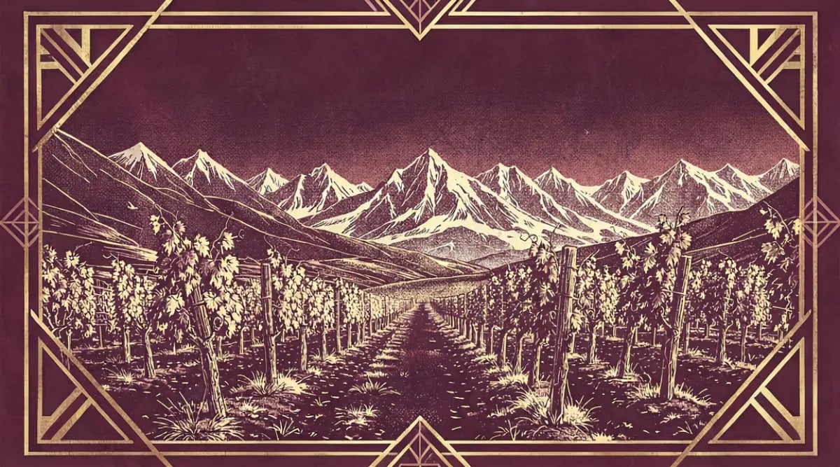 Viñedos de Patagonia Argentina con estepa y paisaje extremo