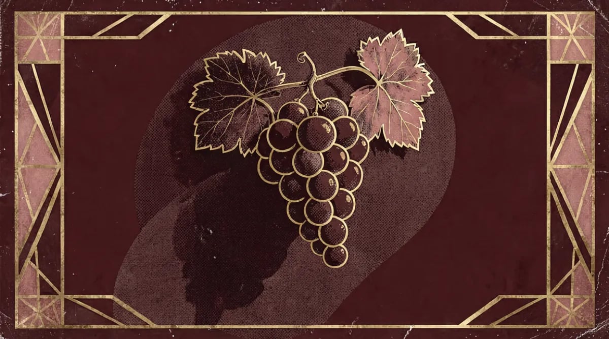 Racimo de uva Petit Verdot de color púrpura intenso en viñedo