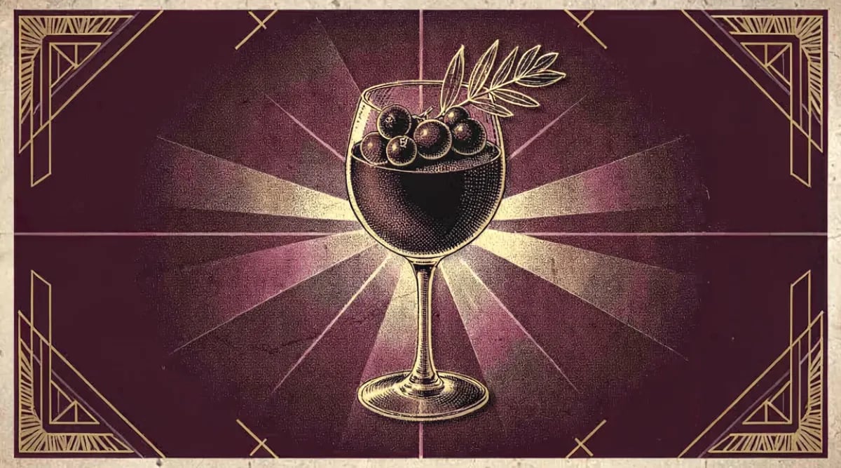 Copa de Cabernet Sauvignon junto a ribeye asado con hierbas en mesa elegante