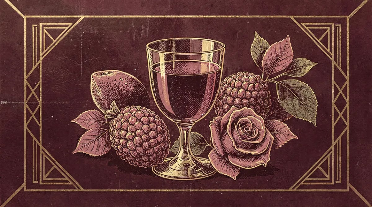 Copa de Gewürztraminer junto a platos de cocina asiática con especias