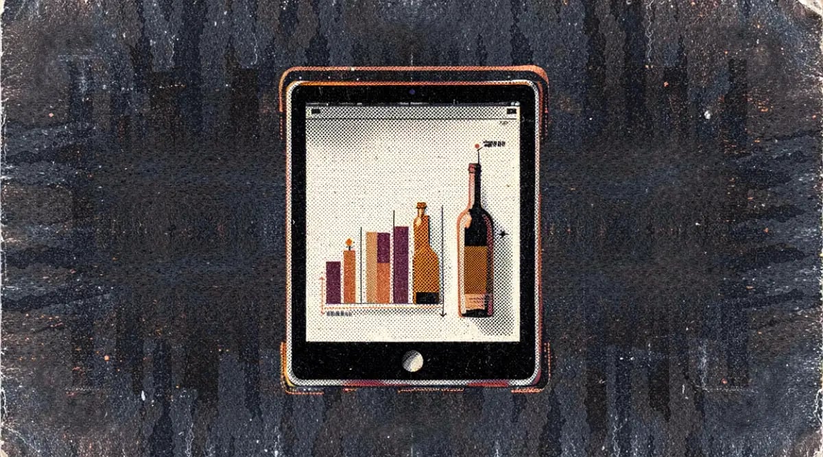 Gerente de restaurante revisando inventario de bodega en tableta con gráficas de control de pérdidas