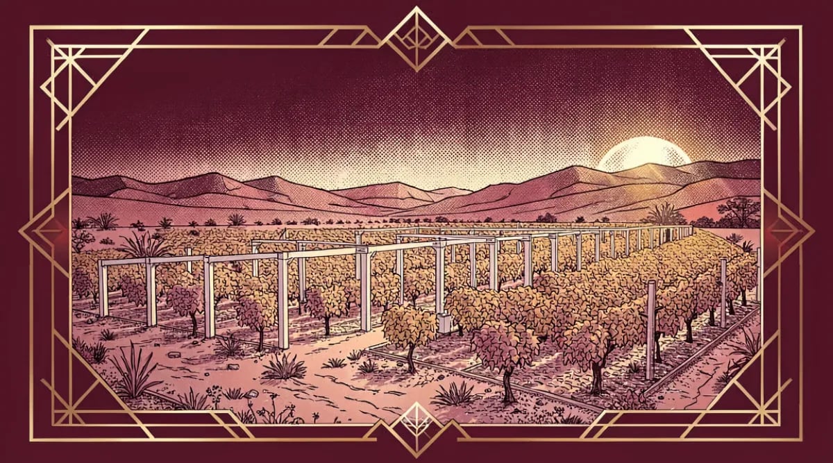 Viñedos entre montañas en el desierto de Sonora México