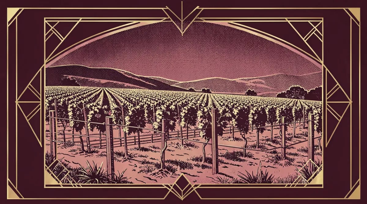 Viñedos de Tempranillo en Texas Hill Country con colinas de piedra caliza