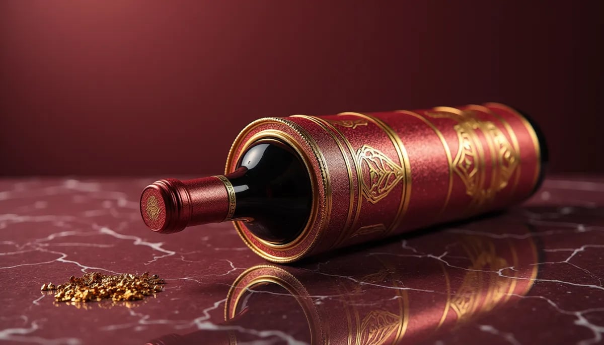 Primer plano de sedimentos en una botella de vino tinto perturbados por vibraciones