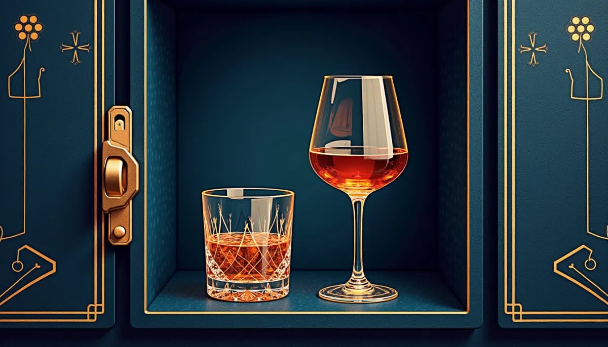 Vaso de Scotch Whisky single malt con color ámbar dorado sobre superficie de madera