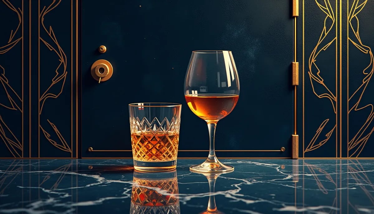 Botella de Tennessee whiskey junto a carbón de arce sobre superficie de madera oscura