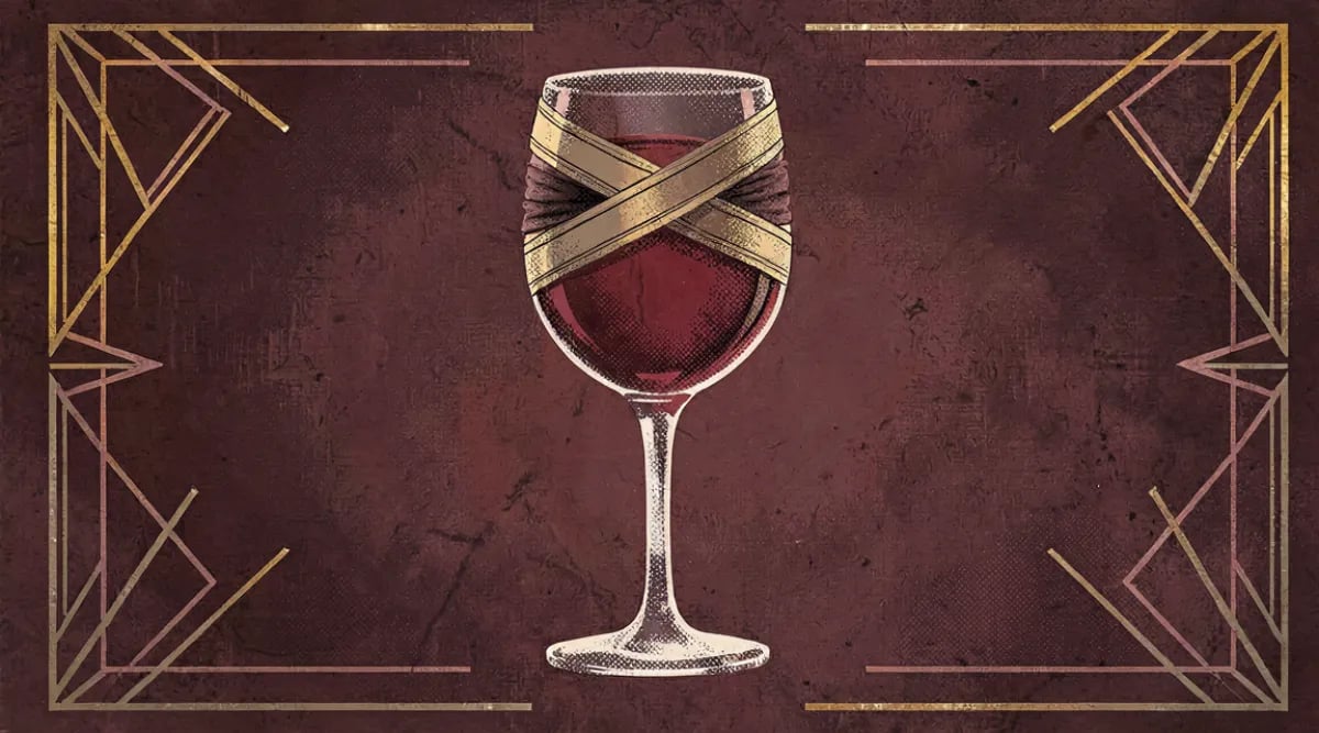 Sommelier realizando cata a ciegas con copas cubiertas