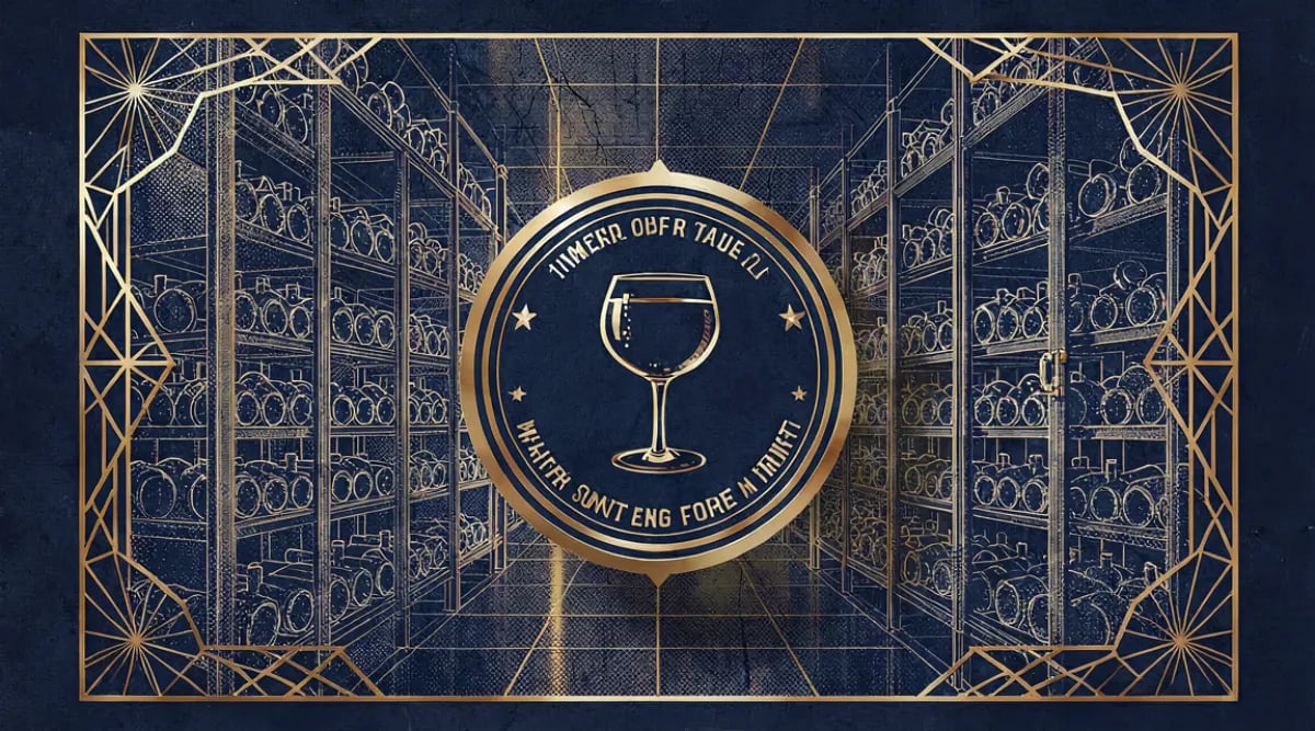 Sommelier profesional consultando con socio frente a su cava privada
