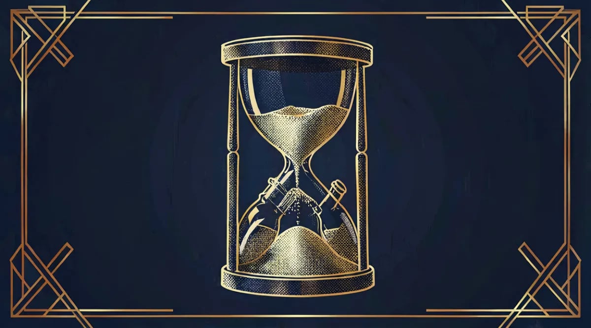Reloj de arena con dinero fluyendo representando costo de oportunidad
