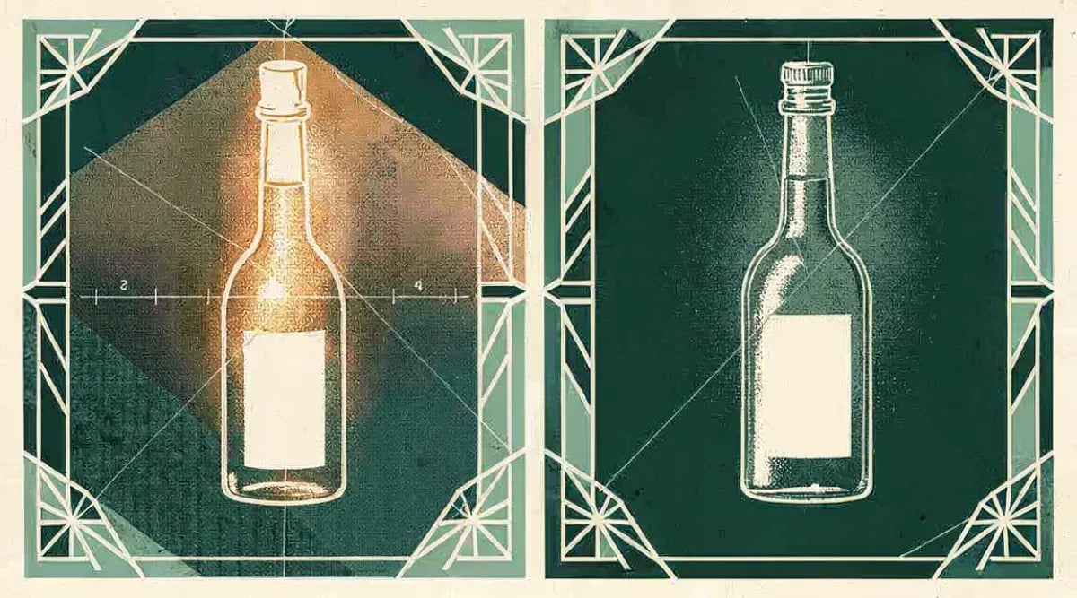 Cava privada con iluminación dramática en tonos ámbar y dorado