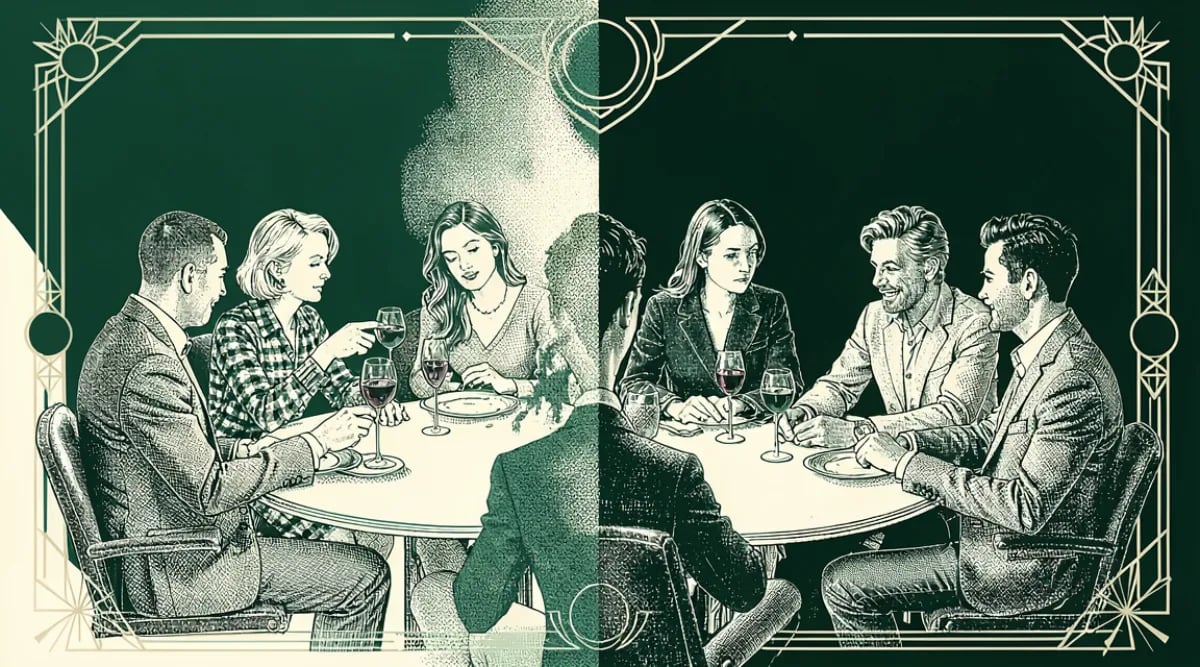 Equipo de meseros en sesión de cata de vinos antes del servicio