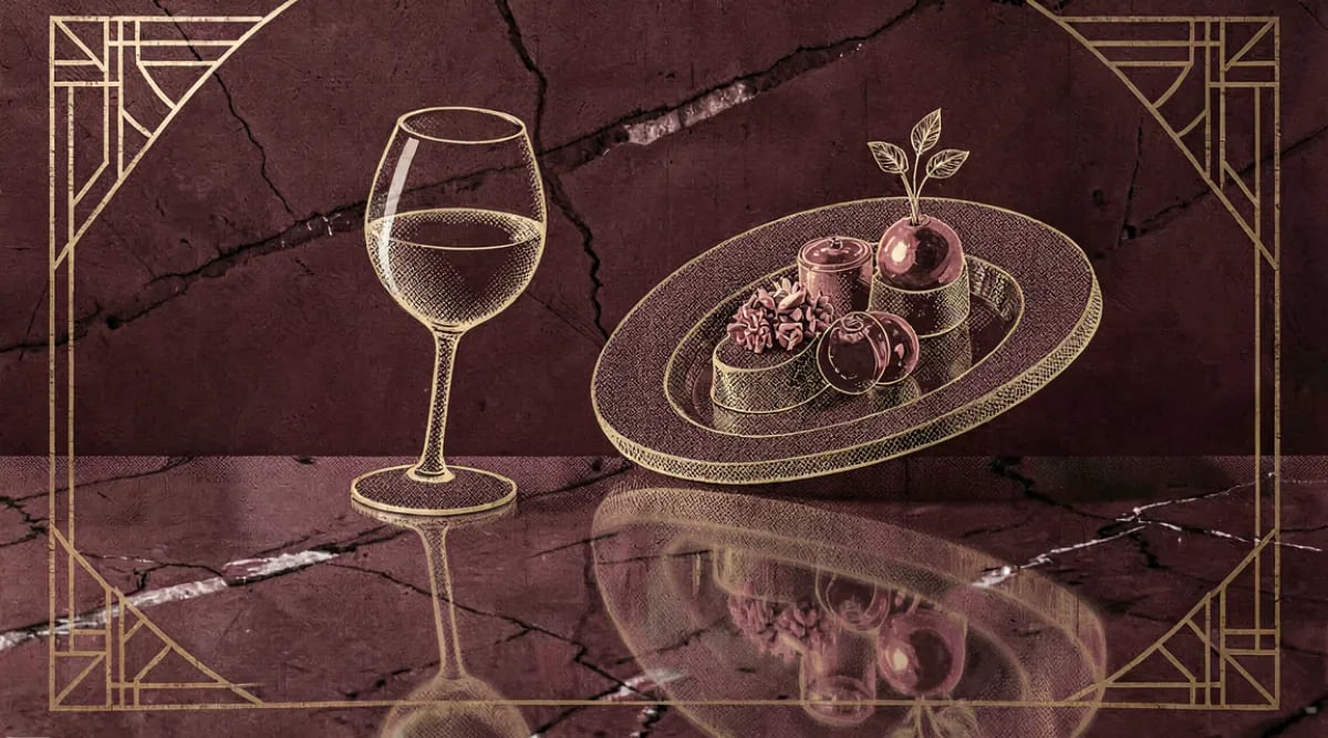 Copa de Malbec junto a tabla de asado argentino con carnes y chimichurri