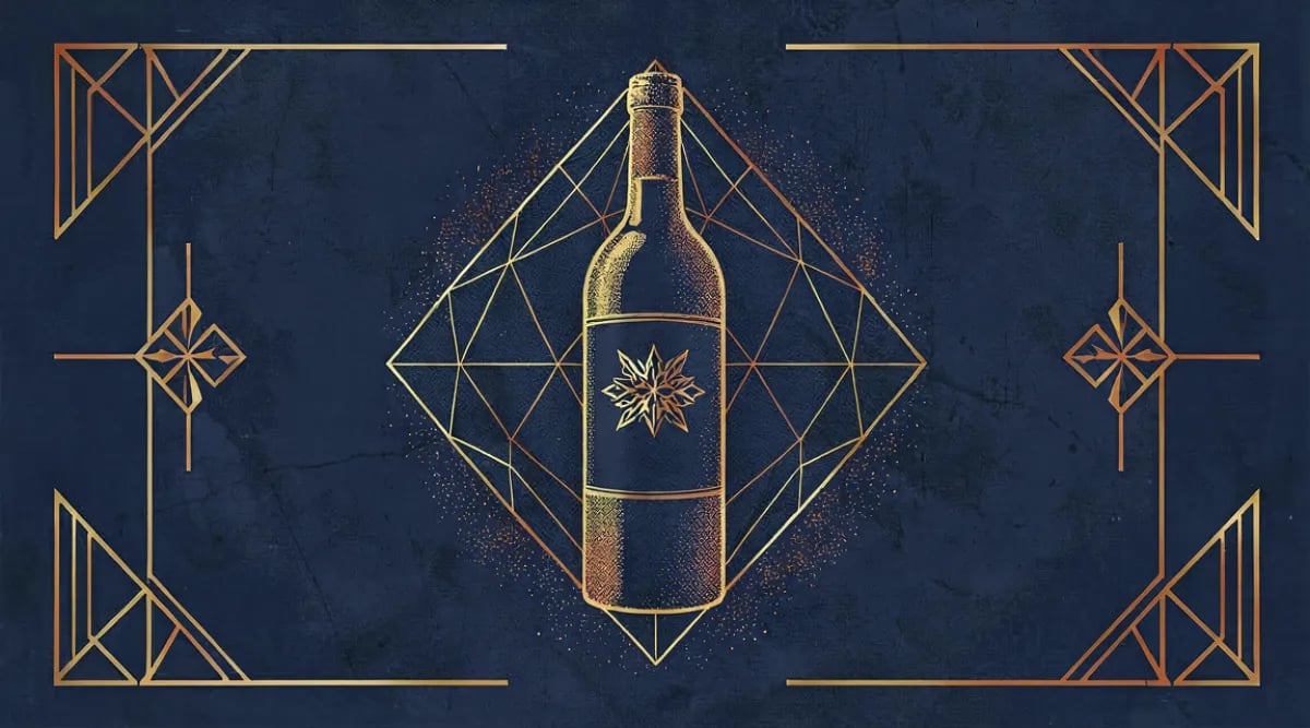 Smartphone escaneando etiqueta de botella de vino con sistema de reconocimiento IA