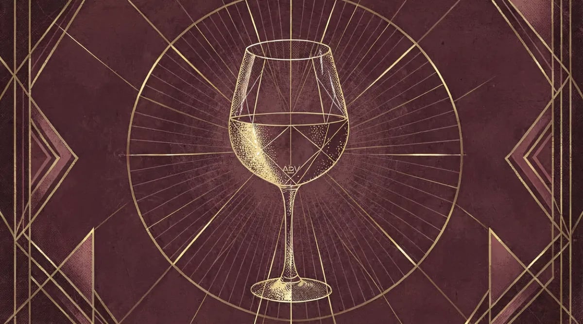 Copa de vino blanco ligero junto a una botella con etiqueta de baja graduación alcohólica