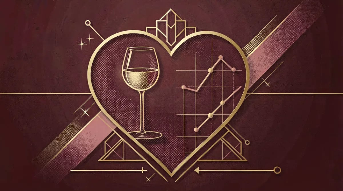 Copa de vino tinto junto a estudios científicos sobre resveratrol y salud cardiovascular