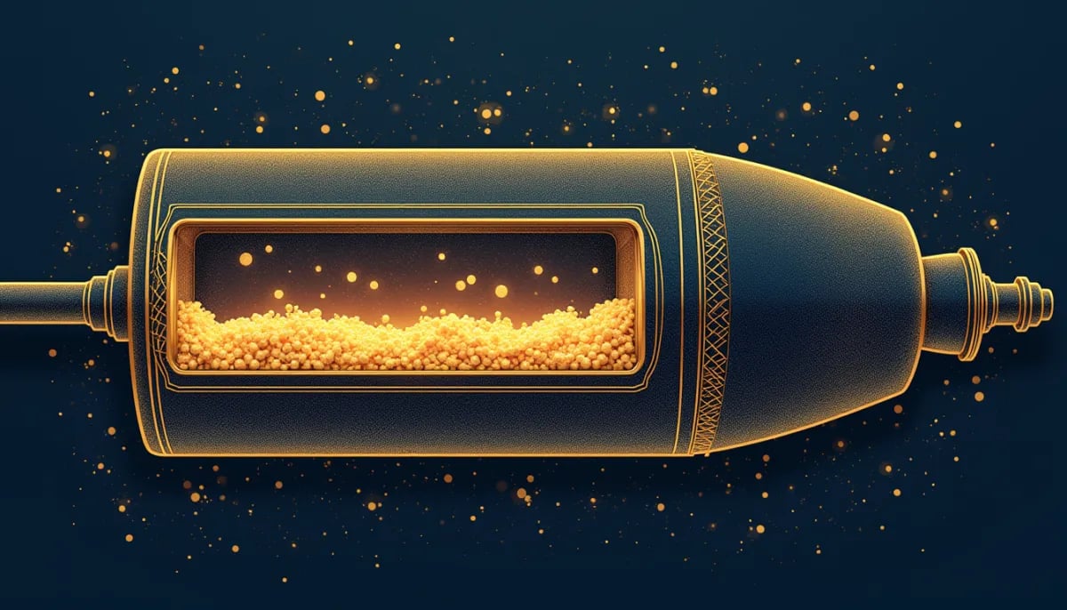 Alambique de cobre con pechuga de guajolote colgada durante la tercera destilación de mezcal