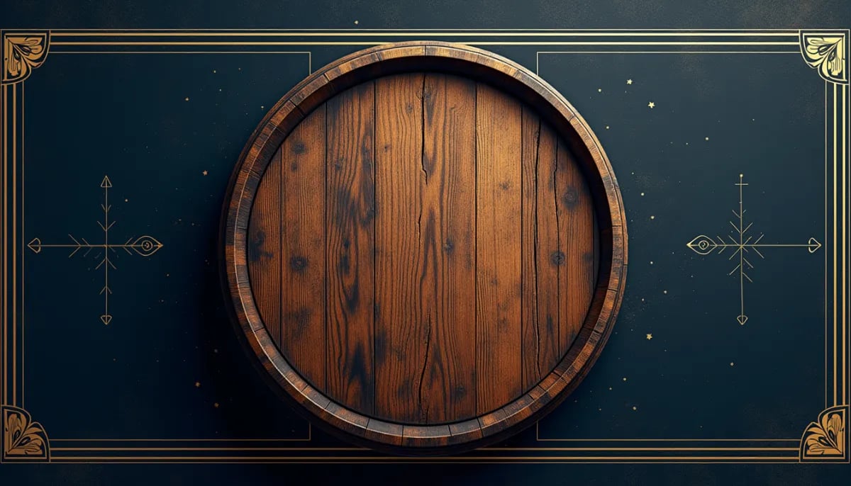 Botella de vodka clásico con vaso corto sobre superficie de madera