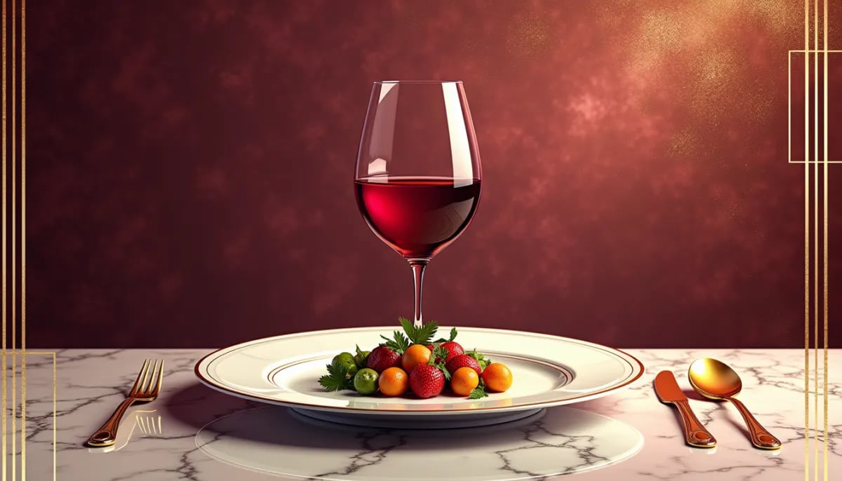 Mesa con platillos de cocina mexicana y copas de vino tinto y blanco para maridaje