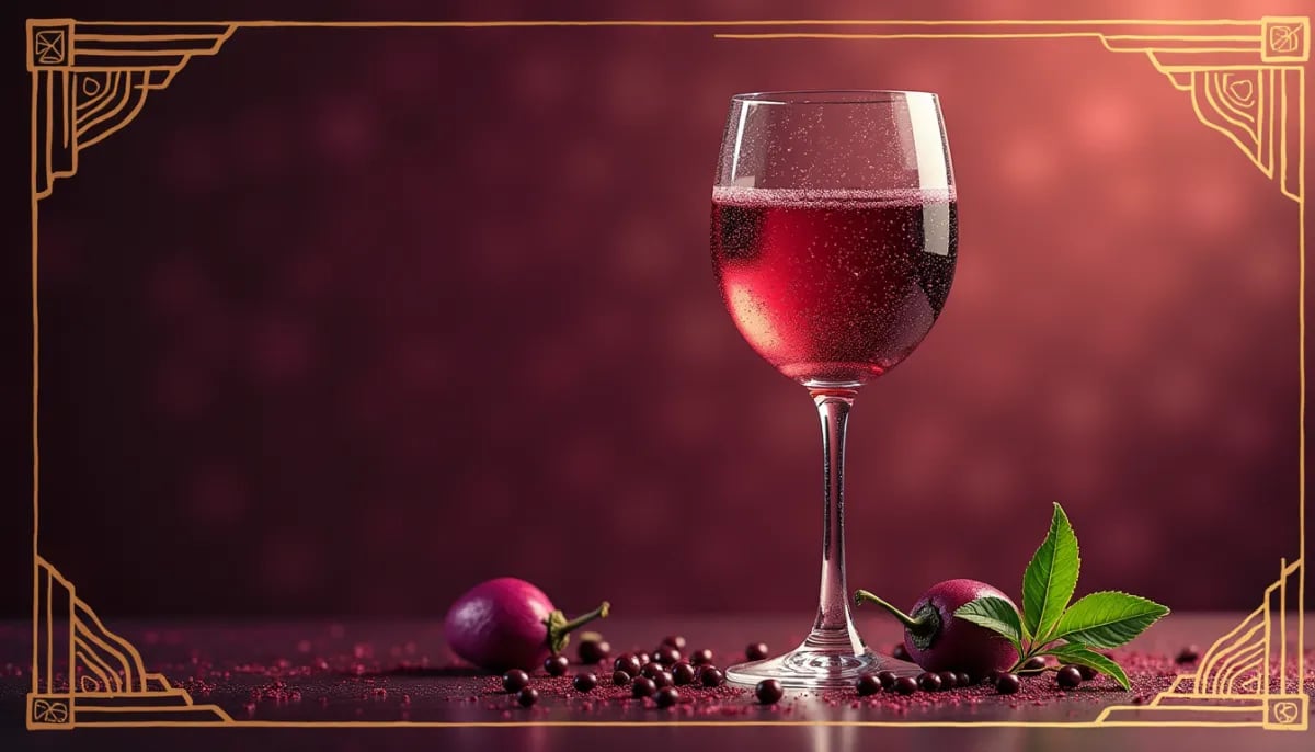 Copa de Cabernet Franc rojo rubí brillante con aromas herbales y castillo del Loira al fondo