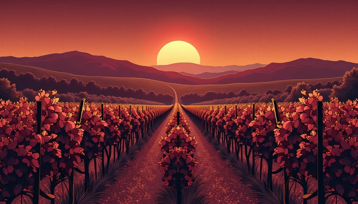 Viñedos del Valle de Guadalupe en Baja California con colinas al fondo
